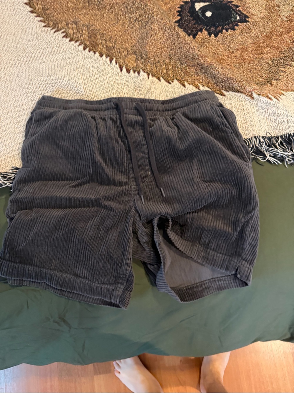 PacSun Men's Charcoal Corduroy Drawstring Shorts